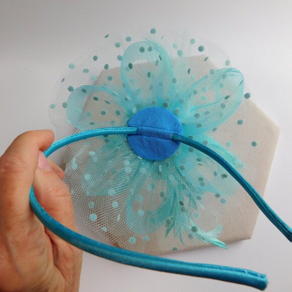 Blue Fascinator Hat for dressy occasions !!!  Comes with headband & clip - Picture 5 of 7